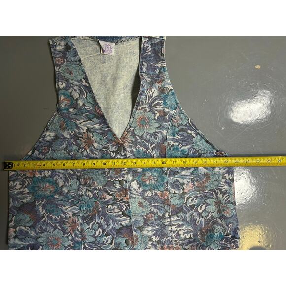 VNT Take Nine Maternity Wear Tabatha style denim floral vest Size L Womens Blue - Picture 5 of 12